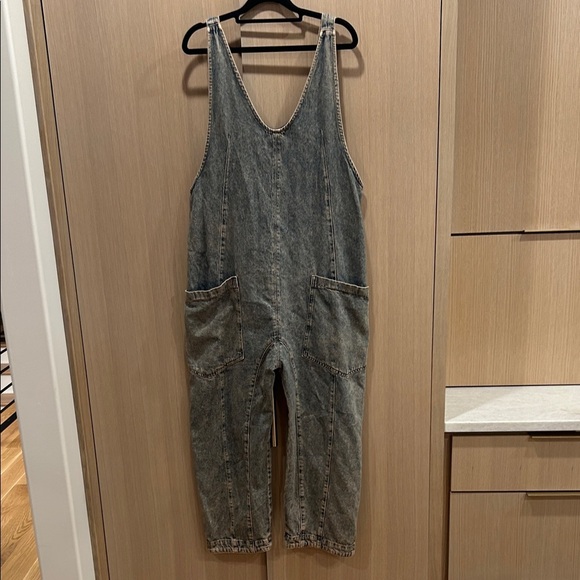 Free People Washed Blue Denim Romper NWOT